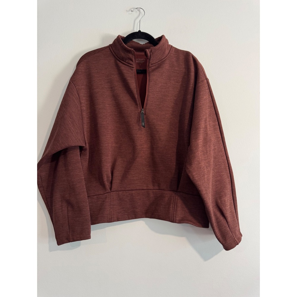Athleta Coaster Luxe Quarter‎ Zip Women Large Heathered Sweatshirt Active Top